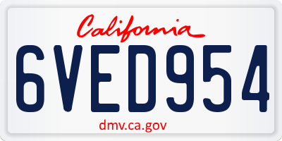 CA license plate 6VED954
