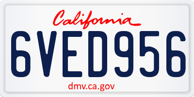 CA license plate 6VED956