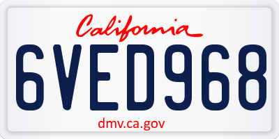CA license plate 6VED968