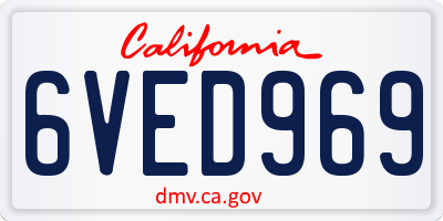 CA license plate 6VED969