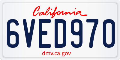 CA license plate 6VED970