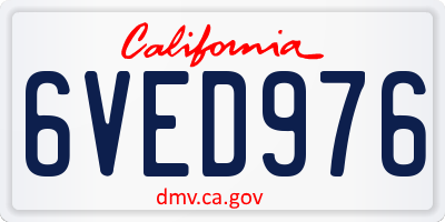 CA license plate 6VED976