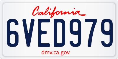 CA license plate 6VED979