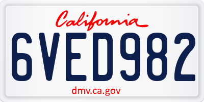 CA license plate 6VED982