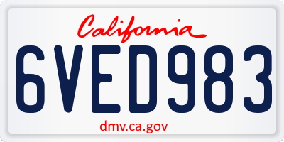 CA license plate 6VED983