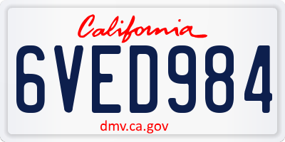 CA license plate 6VED984