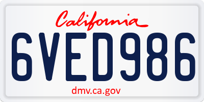 CA license plate 6VED986