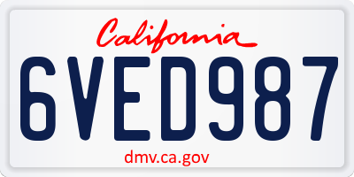 CA license plate 6VED987