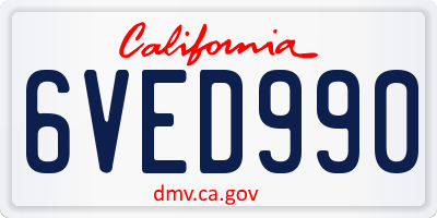 CA license plate 6VED990