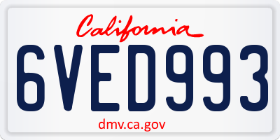 CA license plate 6VED993