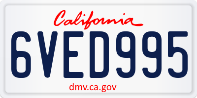 CA license plate 6VED995