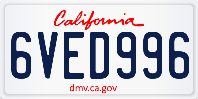 CA license plate 6VED996
