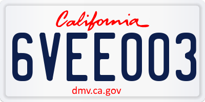 CA license plate 6VEE003
