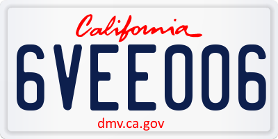 CA license plate 6VEE006
