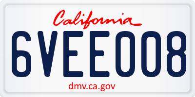 CA license plate 6VEE008