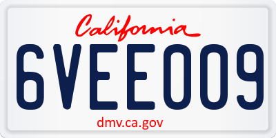 CA license plate 6VEE009