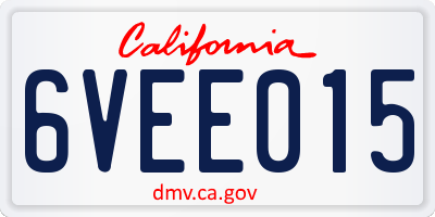 CA license plate 6VEE015