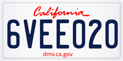 CA license plate 6VEE020
