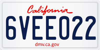 CA license plate 6VEE022