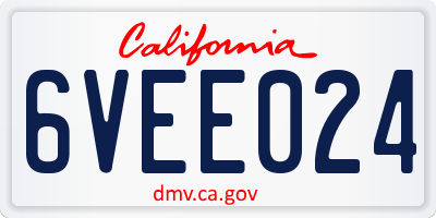 CA license plate 6VEE024