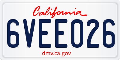 CA license plate 6VEE026