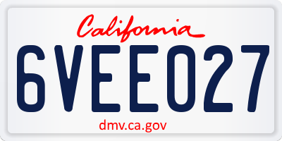 CA license plate 6VEE027