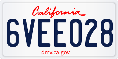 CA license plate 6VEE028