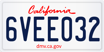 CA license plate 6VEE032