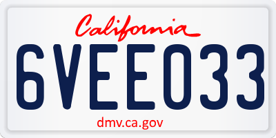 CA license plate 6VEE033