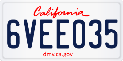 CA license plate 6VEE035