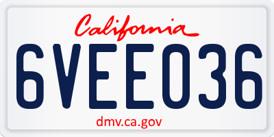 CA license plate 6VEE036