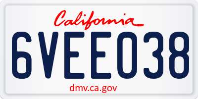 CA license plate 6VEE038