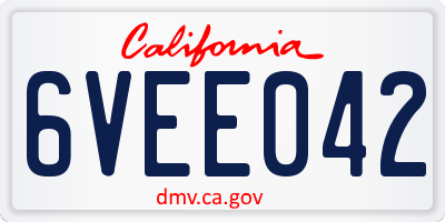 CA license plate 6VEE042