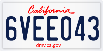 CA license plate 6VEE043