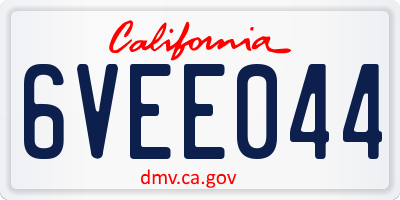CA license plate 6VEE044