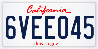 CA license plate 6VEE045