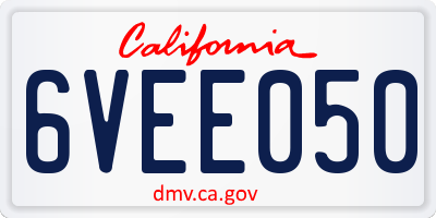 CA license plate 6VEE050