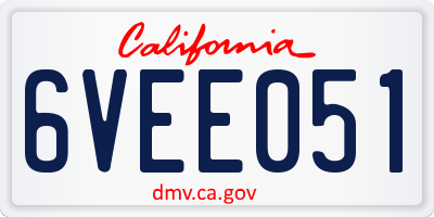CA license plate 6VEE051