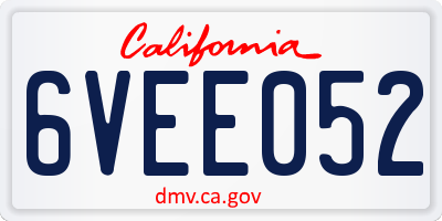 CA license plate 6VEE052