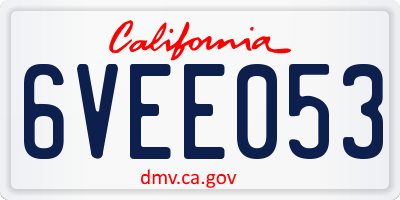 CA license plate 6VEE053