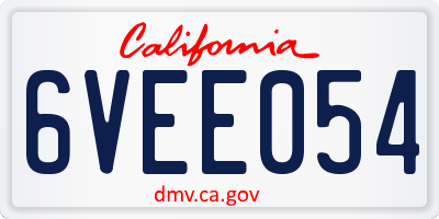 CA license plate 6VEE054