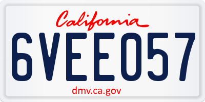 CA license plate 6VEE057