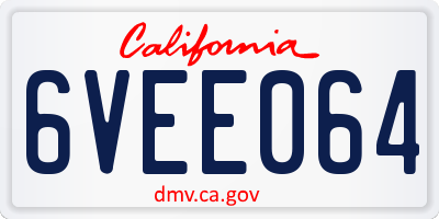 CA license plate 6VEE064