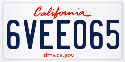 CA license plate 6VEE065