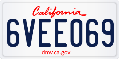 CA license plate 6VEE069