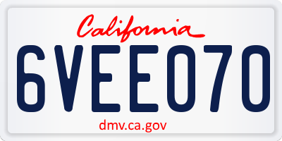 CA license plate 6VEE070