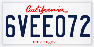 CA license plate 6VEE072