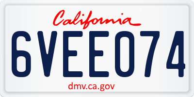 CA license plate 6VEE074