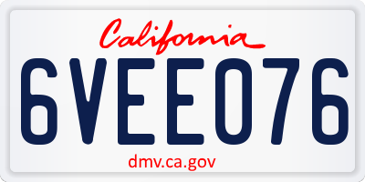 CA license plate 6VEE076