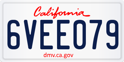 CA license plate 6VEE079